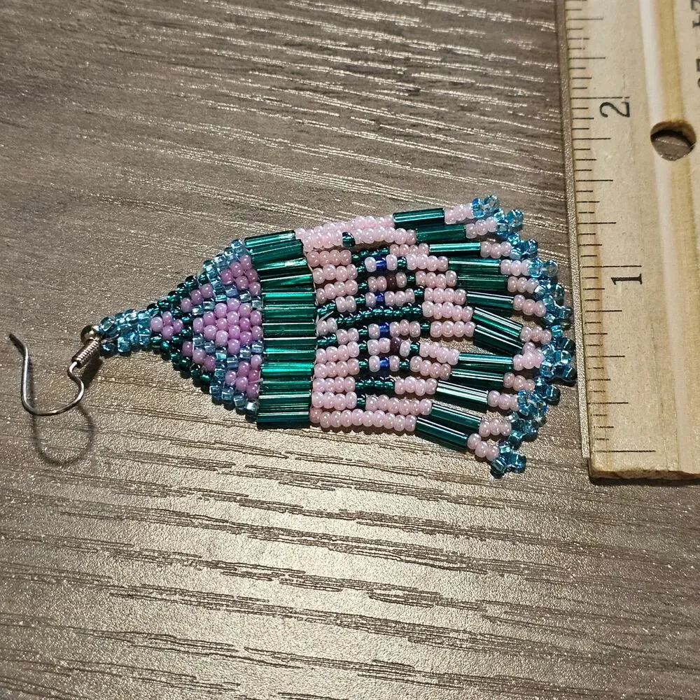 Boho Southwestern Butterfly Seed Bead Fringed Dangle Earrings